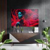 Woman and the Red Brushed Aluminum Dibond Wall Art.